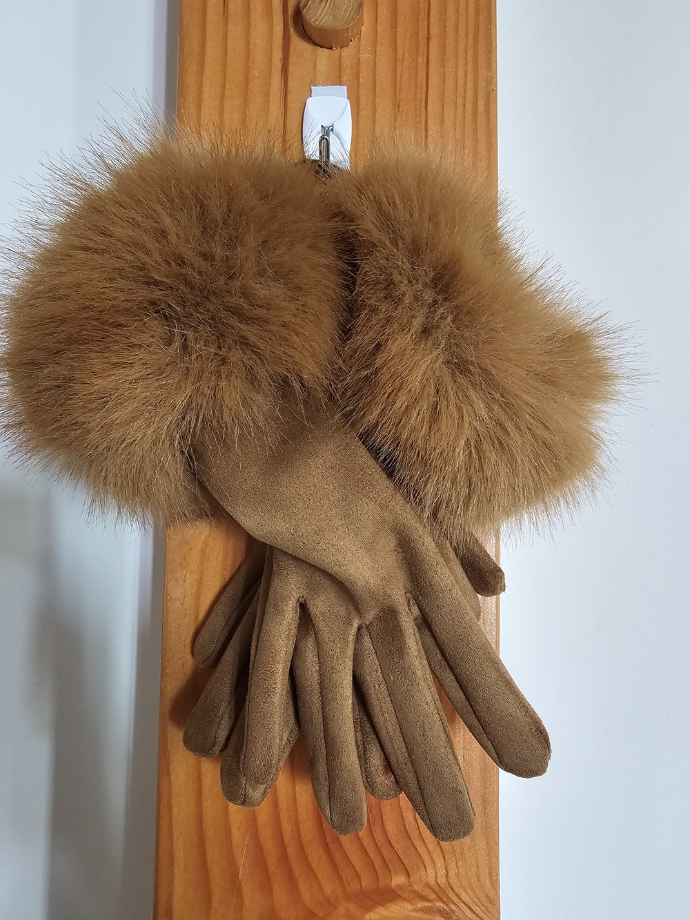 Brown Faux Fur Cuff Gloves - Women's Accessories
